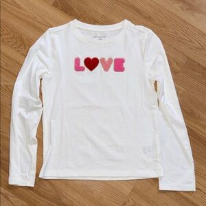 Janie and Jack White Long Sleeve Tee Shirt Pink Red Love Design Size 10 Cotton